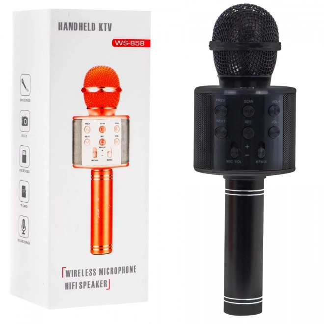 Karaoke mikrofon s reproduktorem – Černý