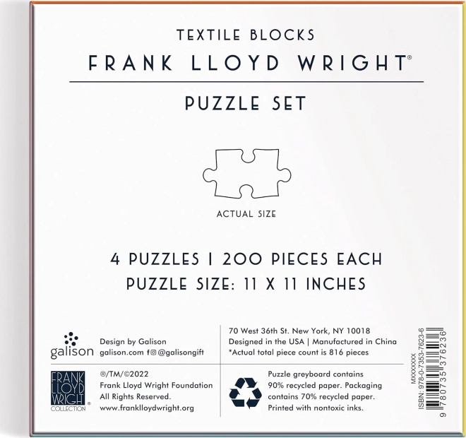 GALISON Čtvercové puzzle Frank Lloyd Wright: Textilní bloky 4x200 dílků