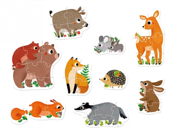 Progresivní puzzle - Zvířátka v lese