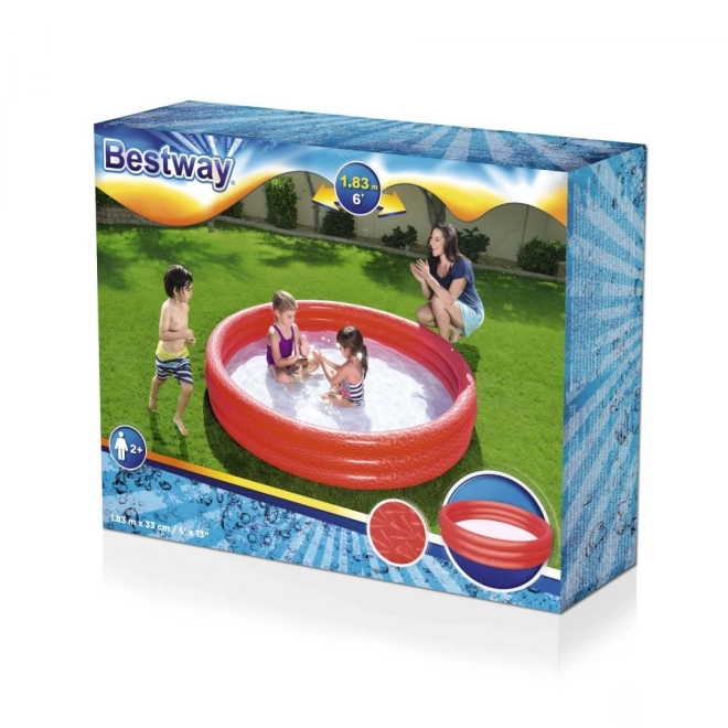 Dětský zahradní bazén Nafukovací brouzdaliště 183 x 33 cm BESTWAY + opravná záplata – Červený