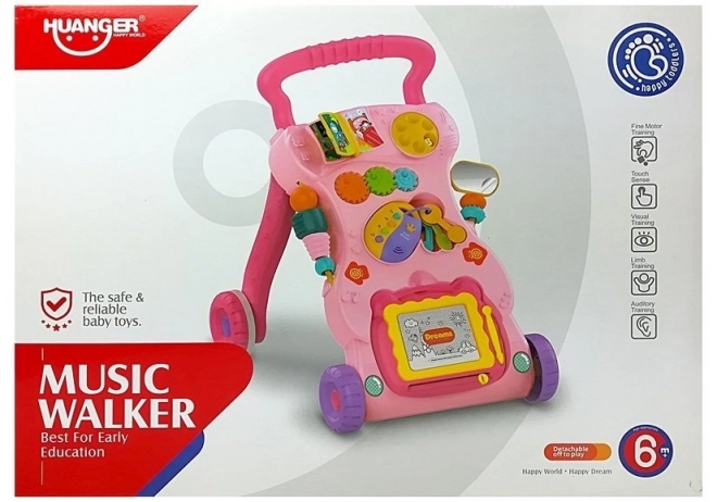 Chodítko pro děti s kreslicí tabulí Růžové