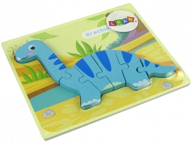 Dřevěné puzzle dinosaurus brachiosaurus modrý