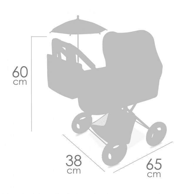 Skládací kočárek pro panenky se slunečníkem a taškou Verona 60 cm