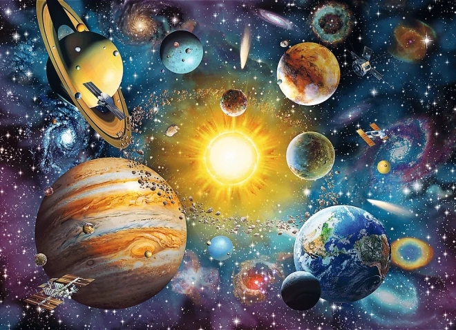 TREFL Wood Craft Origin puzzle Cesta sluneční soustavou 1000 dílků