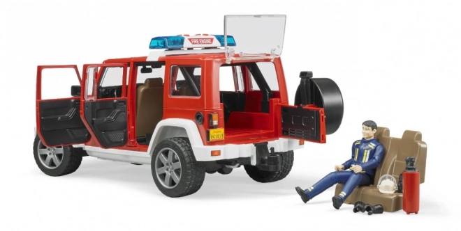 Červený požární Jeep Wrangler s figurkou a příslušenstvím