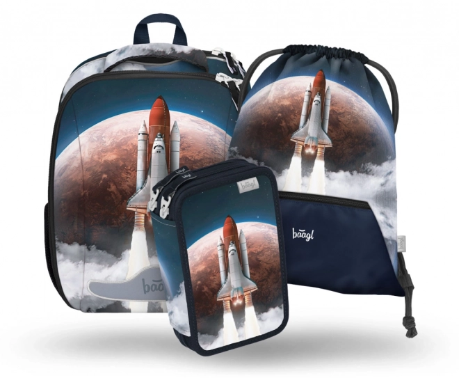 Baagl školní set Space Shuttle: aktovka, penál, sáček