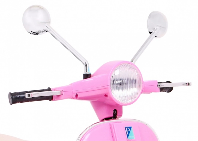 Elektrický dětský skútr Vespa růžový s podpůrnými kolečky