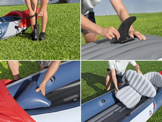 Dvouplášťový nafukovací kajak Bestway Rapid X3 pro 3 osoby s pádly a taškou