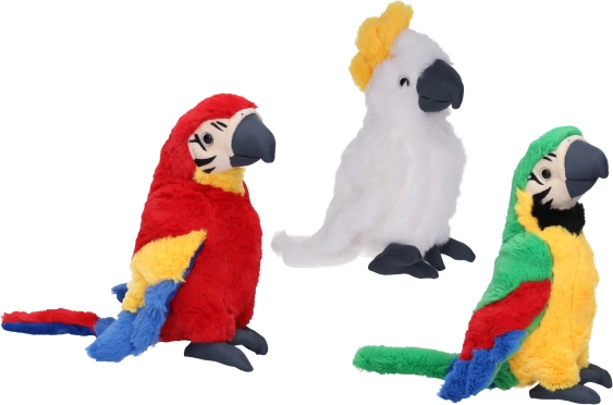 plyšový papoušek 24 cm – měkoučká hračka ve 3 barvách