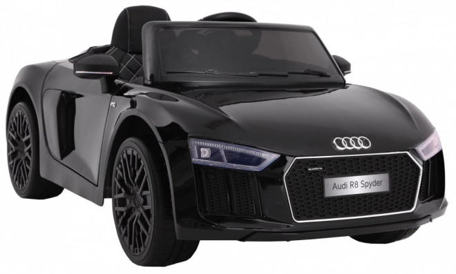 Audi R8 Spyder na baterie Lak černá + Dálkové ovládání + EVA + Pomalý start + Rádio MP3 + LED dioda