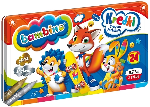 Voskovky BAMBINO v kovové krabičce 24 barev s ořezávátkem