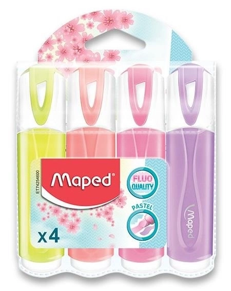 Pastelové zvýrazňovače Maped Fluo Peps - sada 4 ks