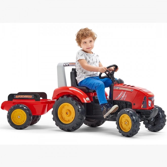 Traktor na pedály Red Supercharger s přívěsem