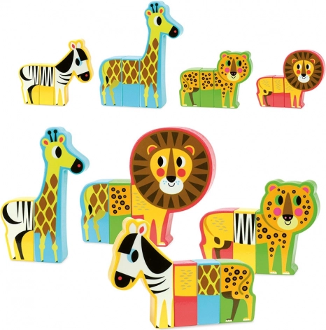 vilac dřevěné magnetické puzzle veselé safari