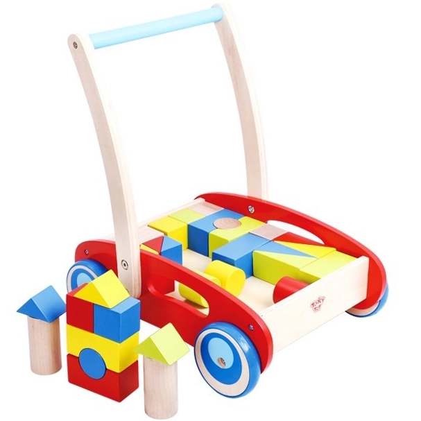 Dřevěný chodítko s kostkami Tooky Toy