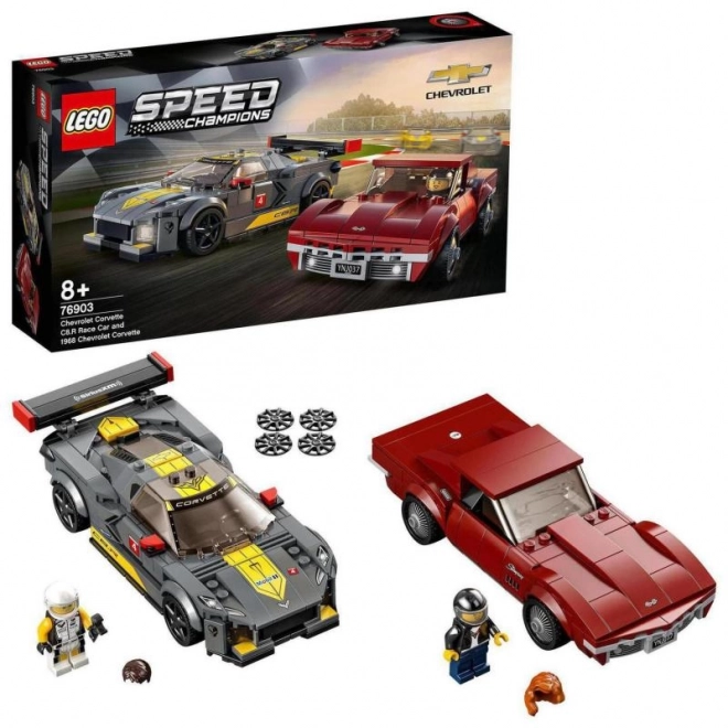 LEGO Speed Champions Chevrolet Corvette C8.R závodní auto a Chevrolet Corvette 1969