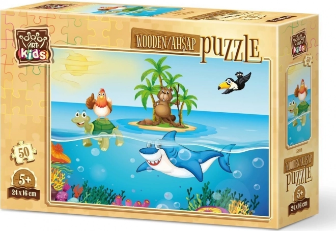 ART PUZZLE Dřevěné puzzle Kuře na dovolené 50 dílků