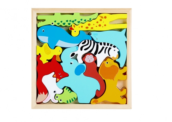 Dřevěné puzzle Zvířata k utkání Lev Králík