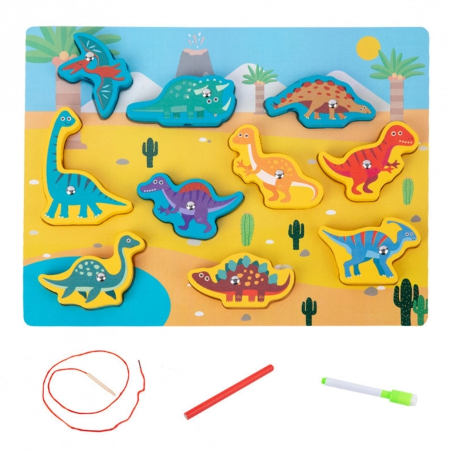 Dřevěná magnetická skládanka Dinosauři