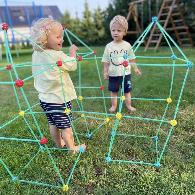 WOOPIE Velké konstrukční stavební kostky Stan Sada Slámky Trubky 128 ks