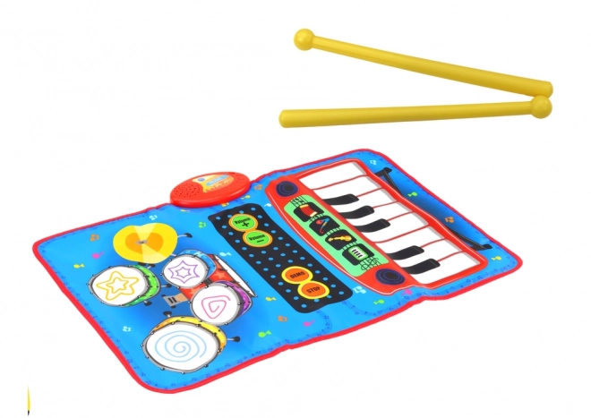 Interaktivní hudební podložka 2v1 bubny a piano s paličkami