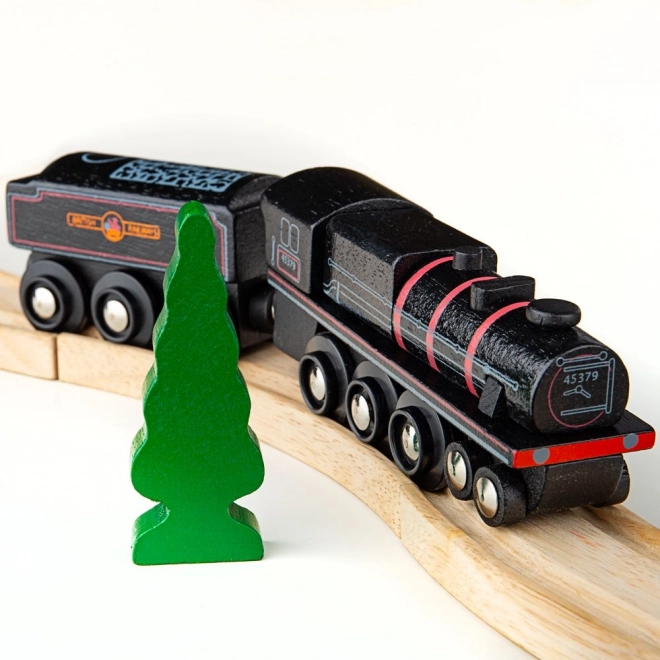 Dřevěná replika parní lokomotivy Bigjigs Rail Black 5