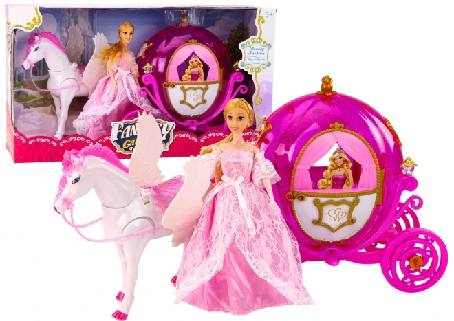 Čarovný set s koňskou karosou a princeznou