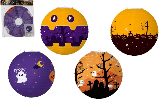 halloween papírový lampion koule 30 cm