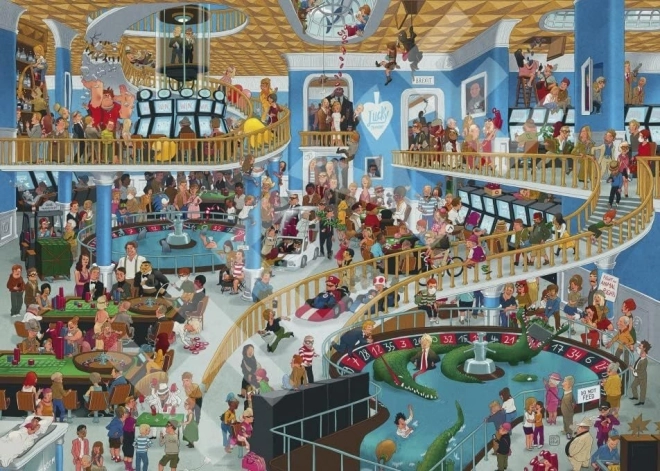 Puzzle 1000 dílků Crazy Chaos in the Casino, Oesterle (Puzzle+Poster)