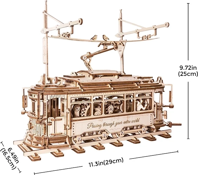 RoboTime 3D dřevěné mechanické puzzle Tramvaj