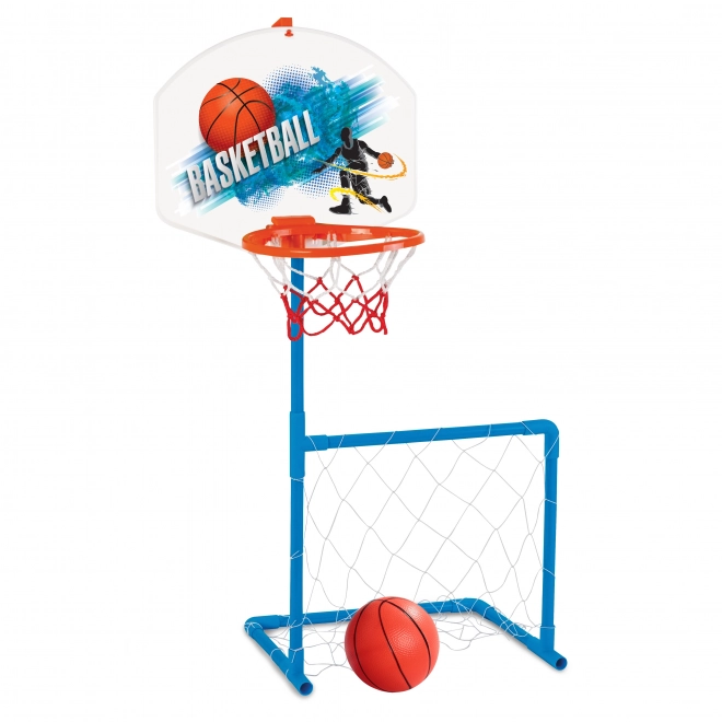 Sportovní set 2v1 s basketballovým košem a fotbalovou brankou Woopie