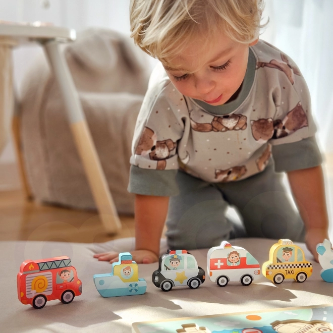 Dřevěné puzzle Montessori město