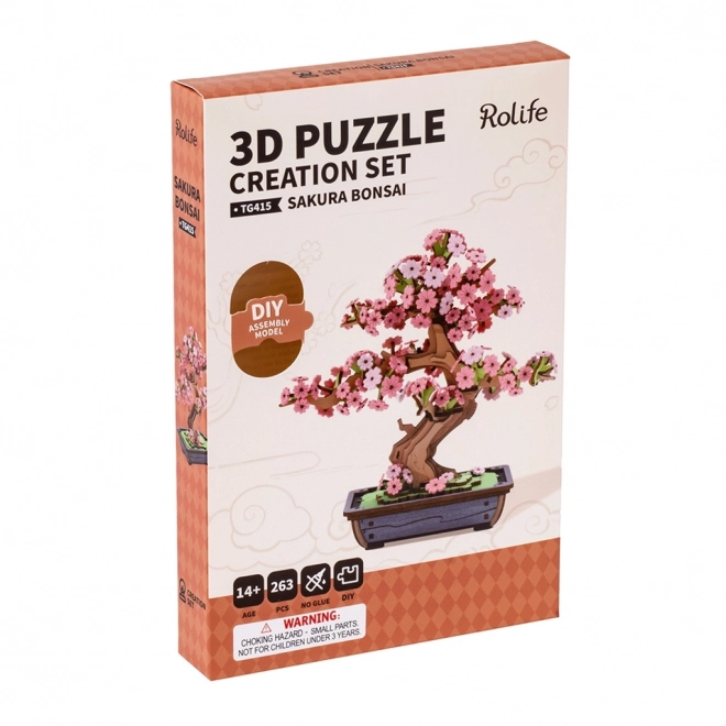3D dřevěná skládačka Bonsai Sakura