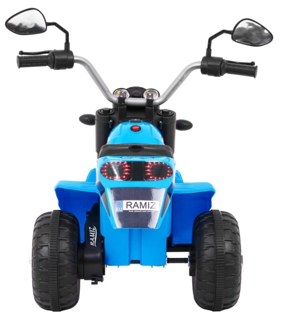 Dětské kolo MiniBike na baterie + zvuky + LED světla + eko kůže – Modré