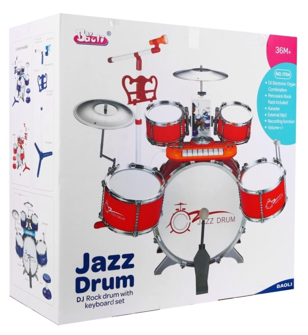 Hudební sada Percussion + Keyboard + Mikrofon + Zvuky a světla – Červená