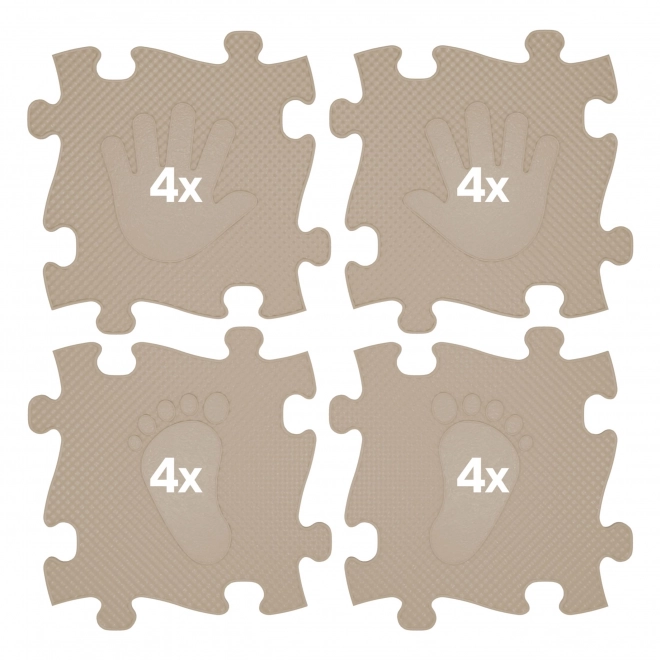 Woopy ortopedická senzorická podložka puzzle ruce a nohy 16 ks - béžová