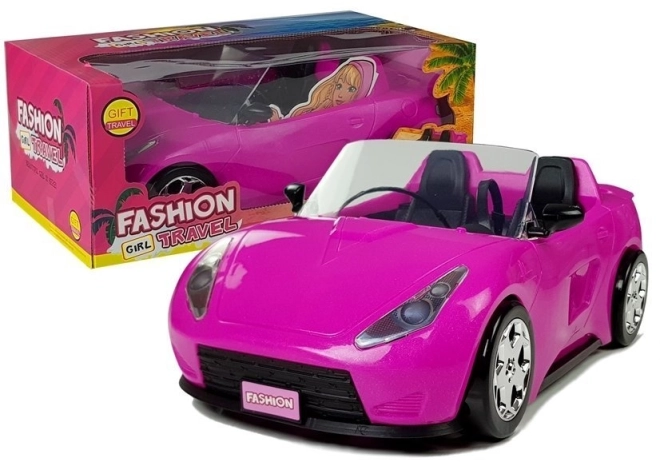 Růžové autíčko pro panenky Cabrio 34 cm
