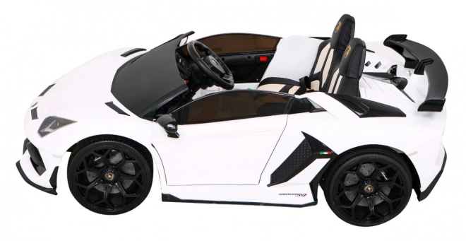 Lamborghini SVJ DRIFT pro 2 děti Bílá + funkce Drift + dálkové ovládání + MP3 LED + pomalý start