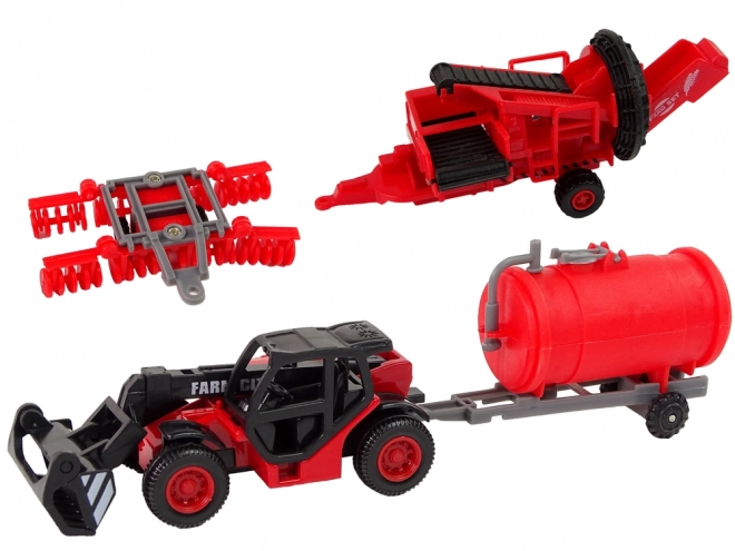 Sada zemědělských vozidel Traktor 12 ks kov
