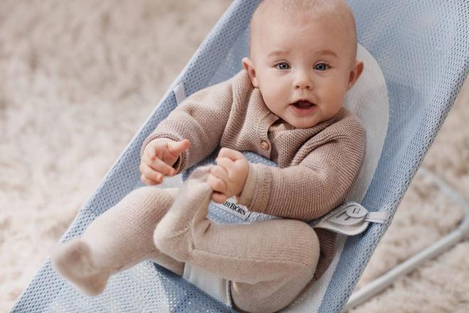 BABYBJORN - Lehátko BALANCE SOFT MESH - šedá/bílá – Modrá/bílá