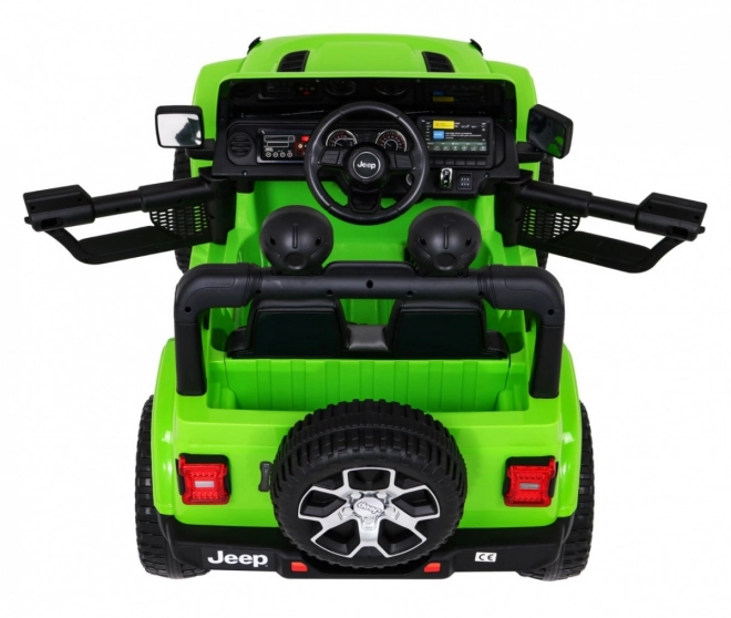 JEEP wrangler rubicon elektrické autíčko pro děti, zelené, 12 V, EVA kola, dálkové ovládání, MP3, LED