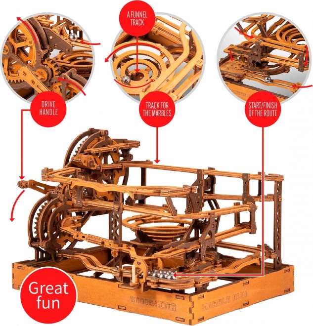 Dřevěná kuličková dráha 3D puzzle