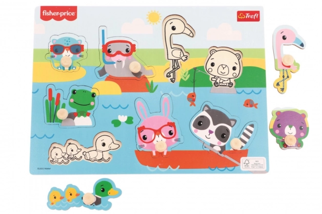 Dřevěná vkládačka Fisher-Price Zvířátka u vody