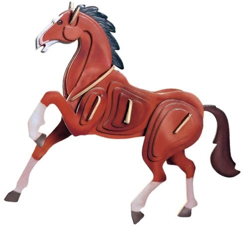 Dřevěné 3D puzzle Barevný kůň