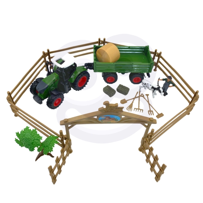 Mini farma traktor se zvířátky a nástroji od Woopie