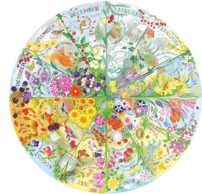 GIBSONS Kulaté puzzle Rok v zahradě 500 dílků