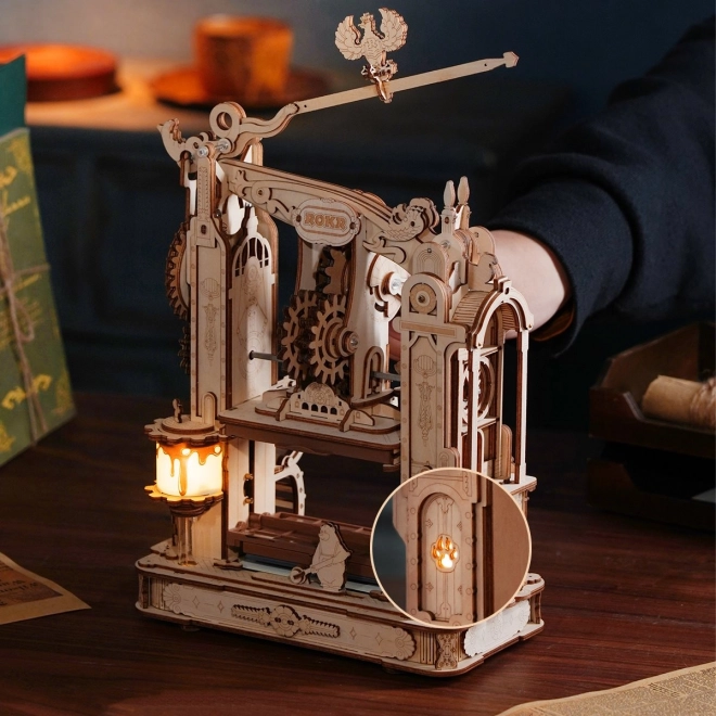 RoboTime 3D dřevěné mechanické puzzle Tiskařský lis