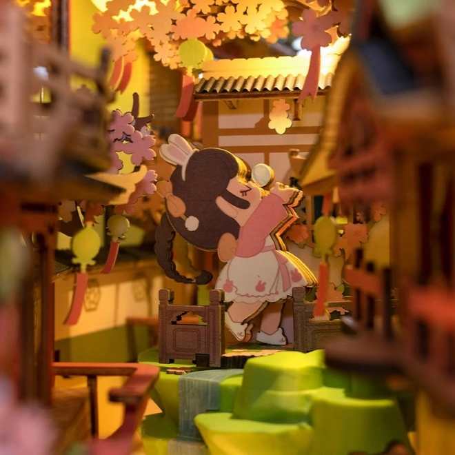 RoboTime 3D Puzzle Zarážka na knihy "Falling Sakura" (dřevěná)