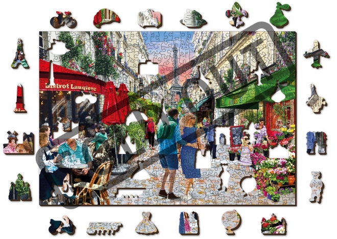 Dřevěné puzzle Pařížské bistro 2v1