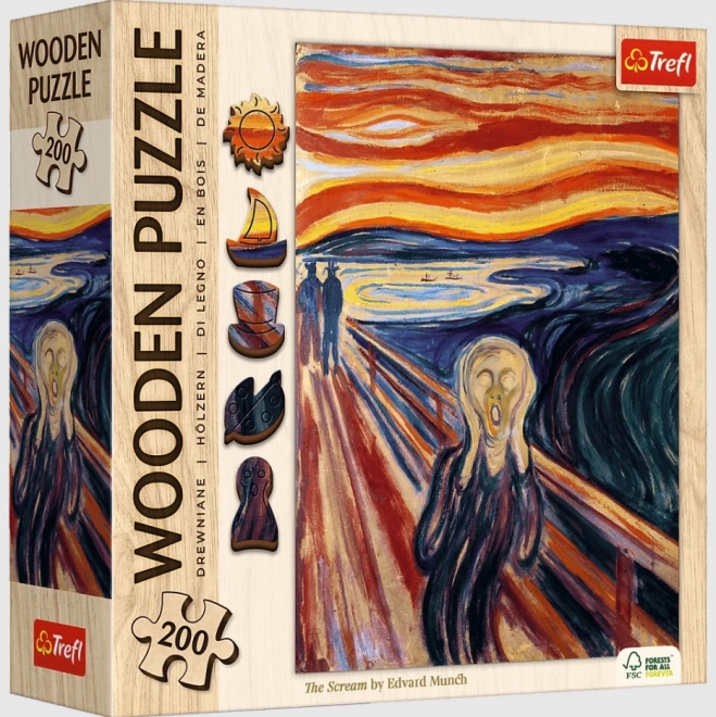Dřevěné puzzle Krzyk Edvard Munch 200 dílků